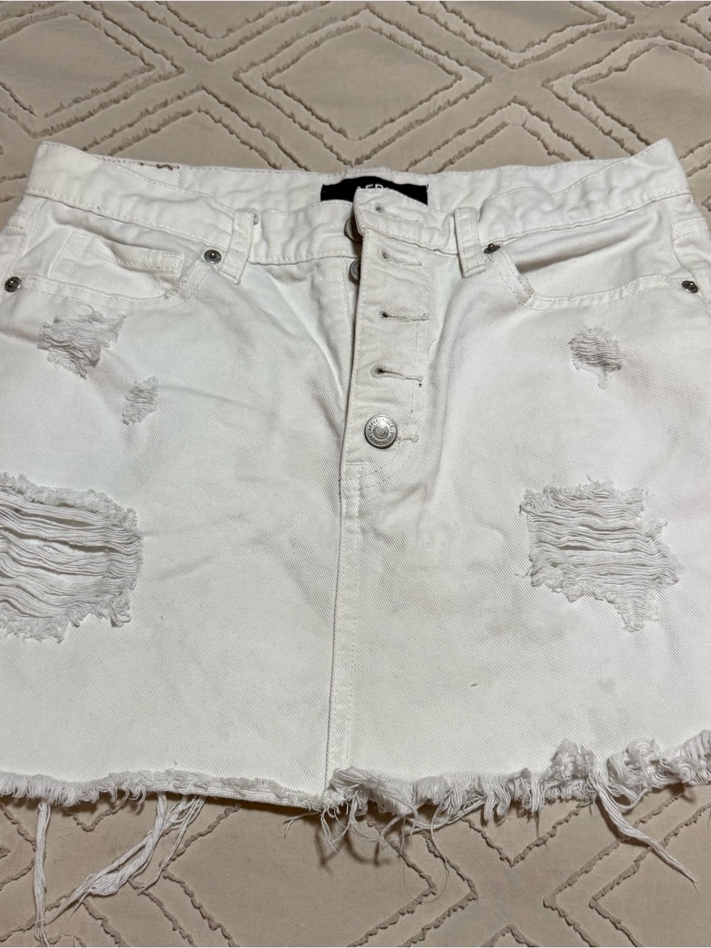White Distressed Women’s Denim Skirt